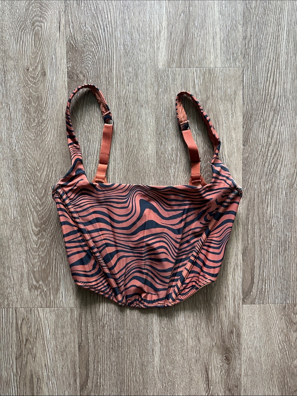 Urban Outfitters Out From Under Tiger Print Corset Orange Black Small